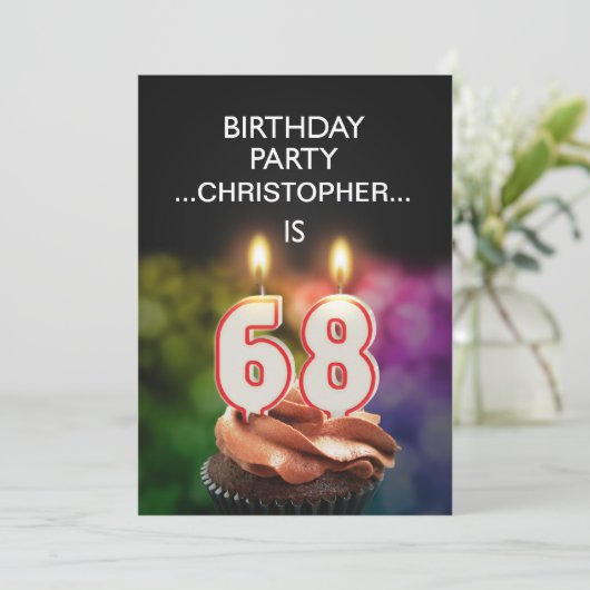 Voeg een naam toe, 68th Birthday party Uitnodiging (Staand voorkant)