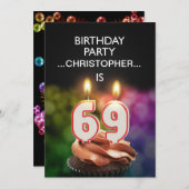 Voeg een naam toe, 69th Birthday party Uitnodiging (Voorkant / Achterkant)