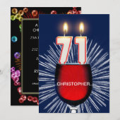 Voeg een naam toe, 71e Verjaardagsfeest Uitnodigin Kaart (Voorkant / Achterkant)