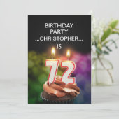 Voeg een naam toe, 72e verjaardag Uitnodiging (Staand voorkant)