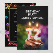 Voeg een naam toe, 72e verjaardag Uitnodiging (Voorkant / Achterkant)