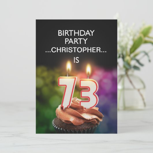 Voeg een naam toe, 73rd Birthday party Uitnodiging (Staand voorkant)