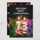 Voeg een naam toe, 73rd Birthday party Uitnodiging (Voorkant / Achterkant)
