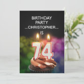 Voeg een naam toe, 74e verjaardag Uitnodiging (Staand voorkant)