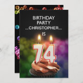 Voeg een naam toe, 74e verjaardag Uitnodiging (Voorkant / Achterkant)