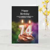 Voeg een naam toe, 74e verjaardagskaart kaart (Gele Bloem)