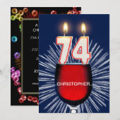 Voeg een naam toe, 74th Birthday party Invitation, Kaart (Voorkant / Achterkant)