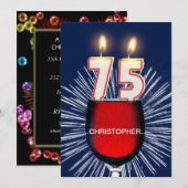 Voeg een naam toe, 75e verjaardag Uitnodiging, wij Kaart (Voorkant / Achterkant)