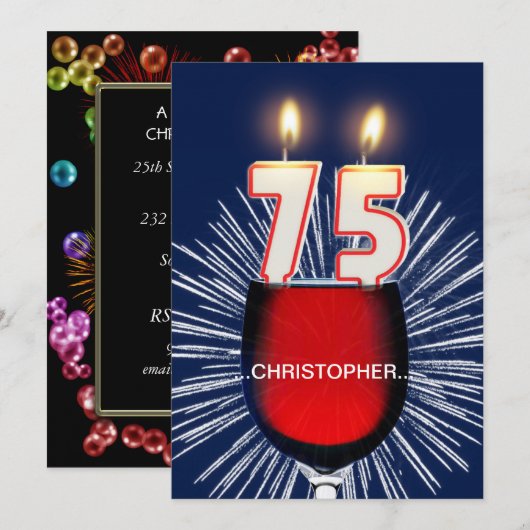 Voeg een naam toe, 75e verjaardag Uitnodiging, wij Kaart (Voorkant / Achterkant)