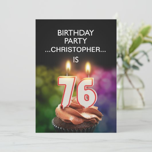 Voeg een naam toe, 76th Birthday party Uitnodiging (Staand voorkant)