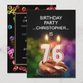 Voeg een naam toe, 76th Birthday party Uitnodiging (Voorkant / Achterkant)