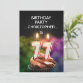 Voeg een naam toe, 77th Birthday party Uitnodiging (Staand voorkant)