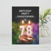 Voeg een naam toe, 78th Birthday party Uitnodiging (Staand voorkant)