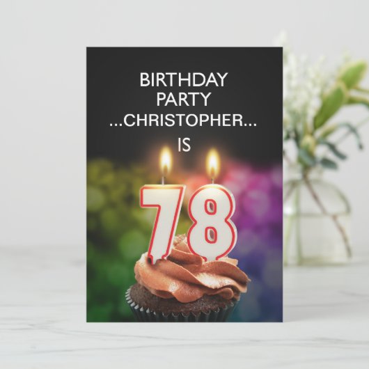 Voeg een naam toe, 78th Birthday party Uitnodiging (Staand voorkant)
