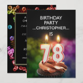 Voeg een naam toe, 78th Birthday party Uitnodiging (Voorkant / Achterkant)