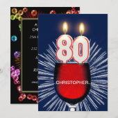 Voeg een naam toe, 80th Birthday party Invitation, Kaart (Voorkant / Achterkant)