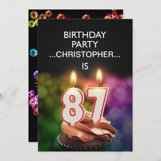 Voeg een naam toe, 87e verjaardag Uitnodiging (Voorkant / Achterkant)