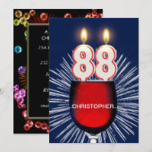 Voeg een naam toe, 88th Birthday party Invitation, Kaart (Voorkant / Achterkant)