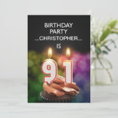 Voeg een naam toe, 91ste verjaardag Uitnodiging (Staand voorkant)