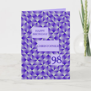 Voeg een naam toe 98e verjaardag met Paarse vormen Kaart
