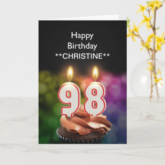 Voeg een naam toe, 98ste verjaardagskaart kaart (Gele Bloem)