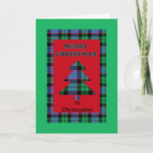 Voeg een naam toe aan de kerstboom van Tartan Feestdagen Kaart