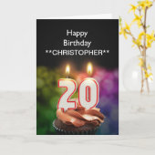 Voeg een naam toe aan deze kaarsen voor de 20e ver kaart (Gele Bloem)