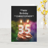 Voeg een naam toe aan deze kaarsen voor de 35e ver kaart (Gele Bloem)