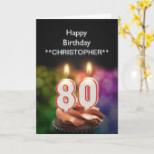 Voeg een naam toe aan deze kaarsen voor de 80e ver kaart (Gele Bloem)