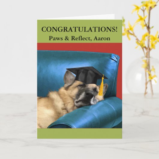 Voeg een naam toe Afstuderen German Shepherd Resti Kaart (Gele Bloem)