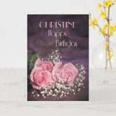 Voeg een naam toe, Birthday-kaart met roze rozen Kaart (Gele Bloem)