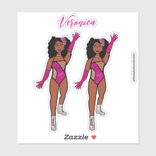 Voeg een naam toe Dancer Sticker Fuchsia & Diamond (Vel)