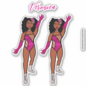 Voeg een naam toe Dancer Sticker Fuchsia & Diamond (Voorkant)