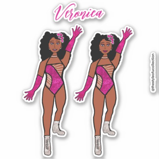 Voeg een naam toe Dancer Sticker Fuchsia & Diamond (Voorkant)