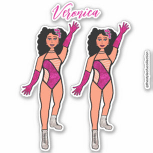 Voeg een naam toe Dancer Sticker Fuchsia & Diamond