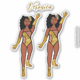 Voeg een naam toe Dancer Sticker Gold & Diamonds A