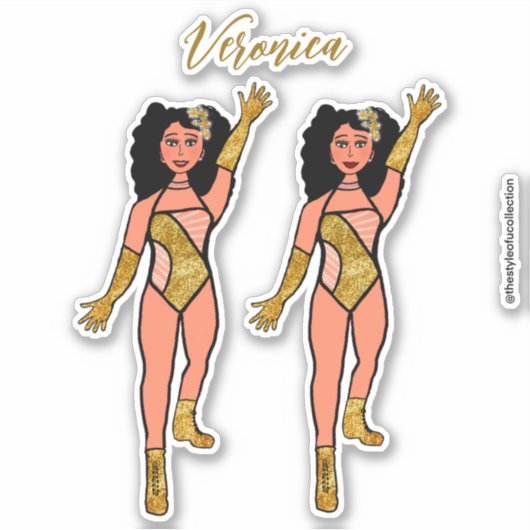 Voeg een naam toe Dancer Sticker Gold & Diamonds B (Voorkant)