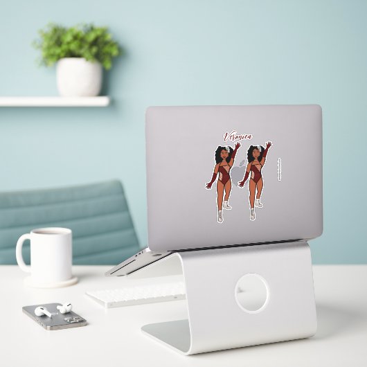 Voeg een naam toe Dancer Sticker Merlot & Diamonds (Laptop op bureau)