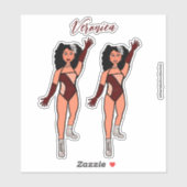 Voeg een naam toe Dancer Sticker Merlot & Diamonds (Vel)