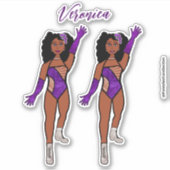 Voeg een naam toe Dancer Sticker Paarse & Diamonds (Voorkant)