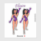 Voeg een naam toe Dancer Sticker Paarse & Diamonds (Vel)