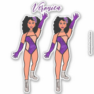 Voeg een naam toe Dancer Sticker Paarse & Diamonds