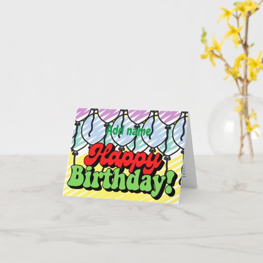 Voeg een naam toe die schattig kleurrijke kinderen kaart (Gele Bloem)