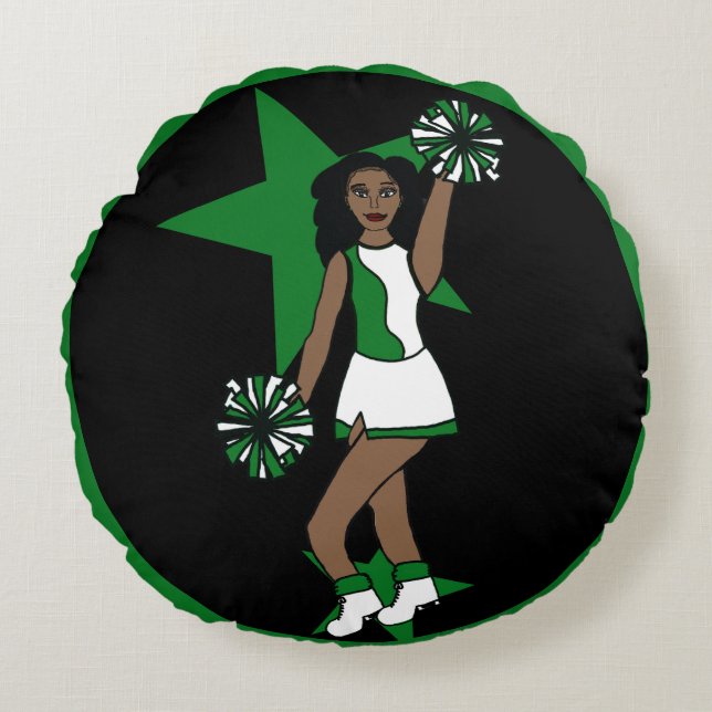 Voeg een naam toe Green Cheer #1 Rond Kussen (Voorkant)
