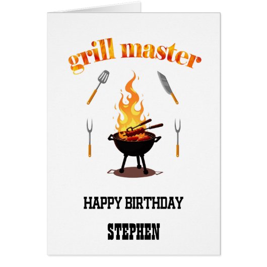Voeg een naam toe Grill Master Birthday (Voorkant)