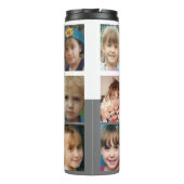 Voeg een naam toe initialen fotocollage wit grijs thermosbeker (Achterkant)