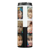 Voeg een naam toe initialen fotocollage wit zwart thermosbeker (Achterkant)