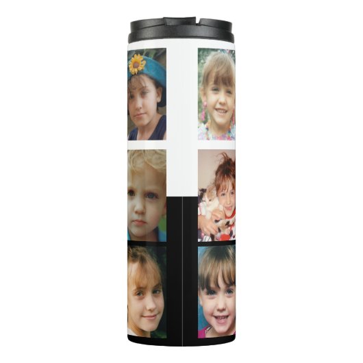 Voeg een naam toe initialen fotocollage wit zwart thermosbeker (Achterkant)