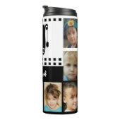 Voeg een naam toe initialen fotocollage wit zwart thermosbeker (Geroteerd rechts)