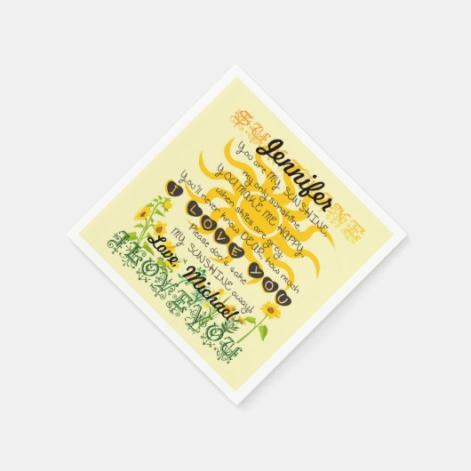 Voeg een naam toe Je bent mijn zonnetje Servetten (Hoek)